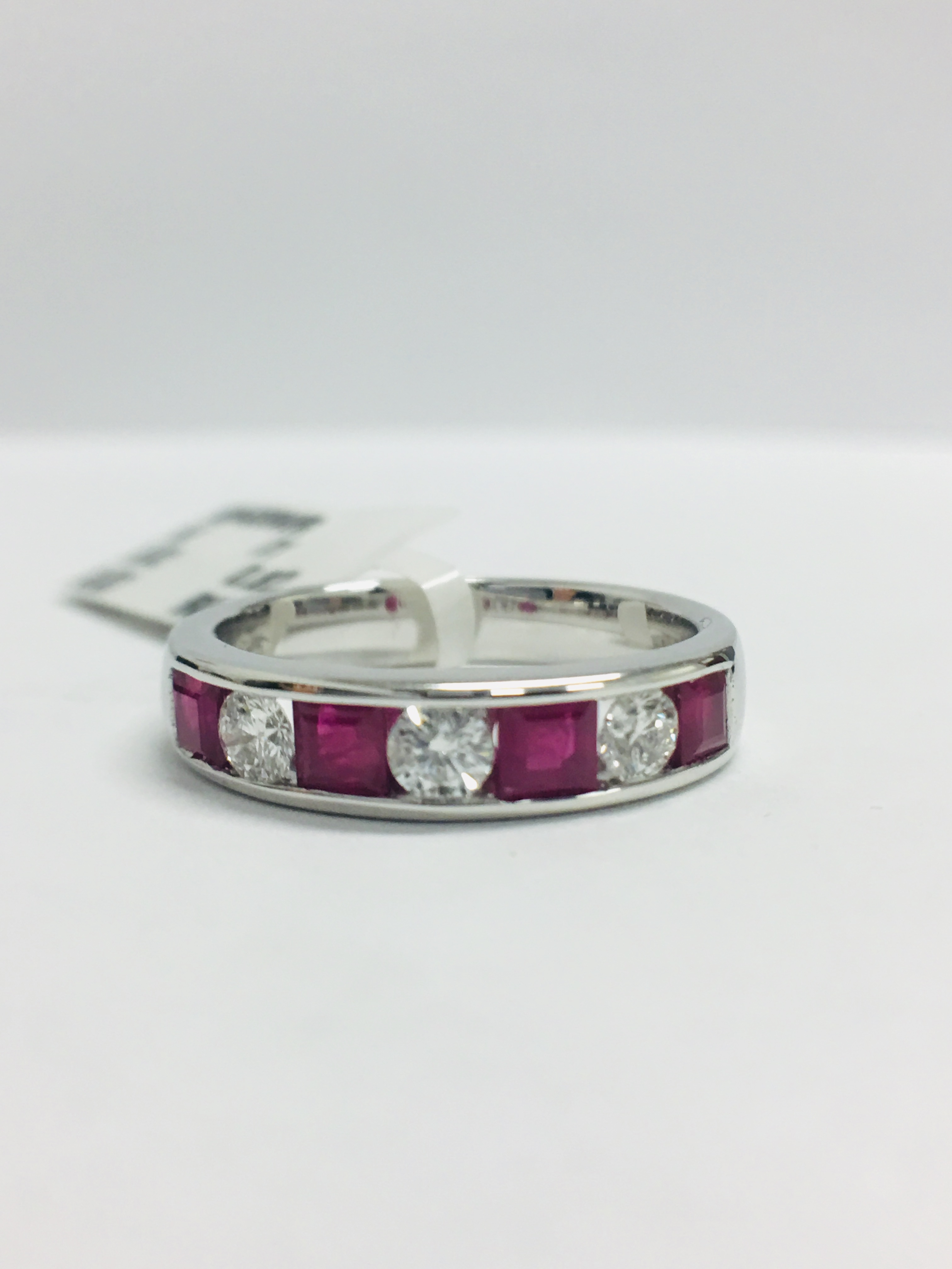 9Ct White Gold Ruby Diamond Channel Set Ring, - Image 8 of 9
