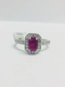 18Ct White Gold Ruby Diamond Cluster Ring,