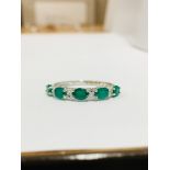 9Ct White Gold Emerald Diamond Eternity Style Ring,