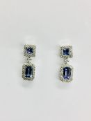 9Ct White Gold Tanzanite Diamond Drop Earrings ,