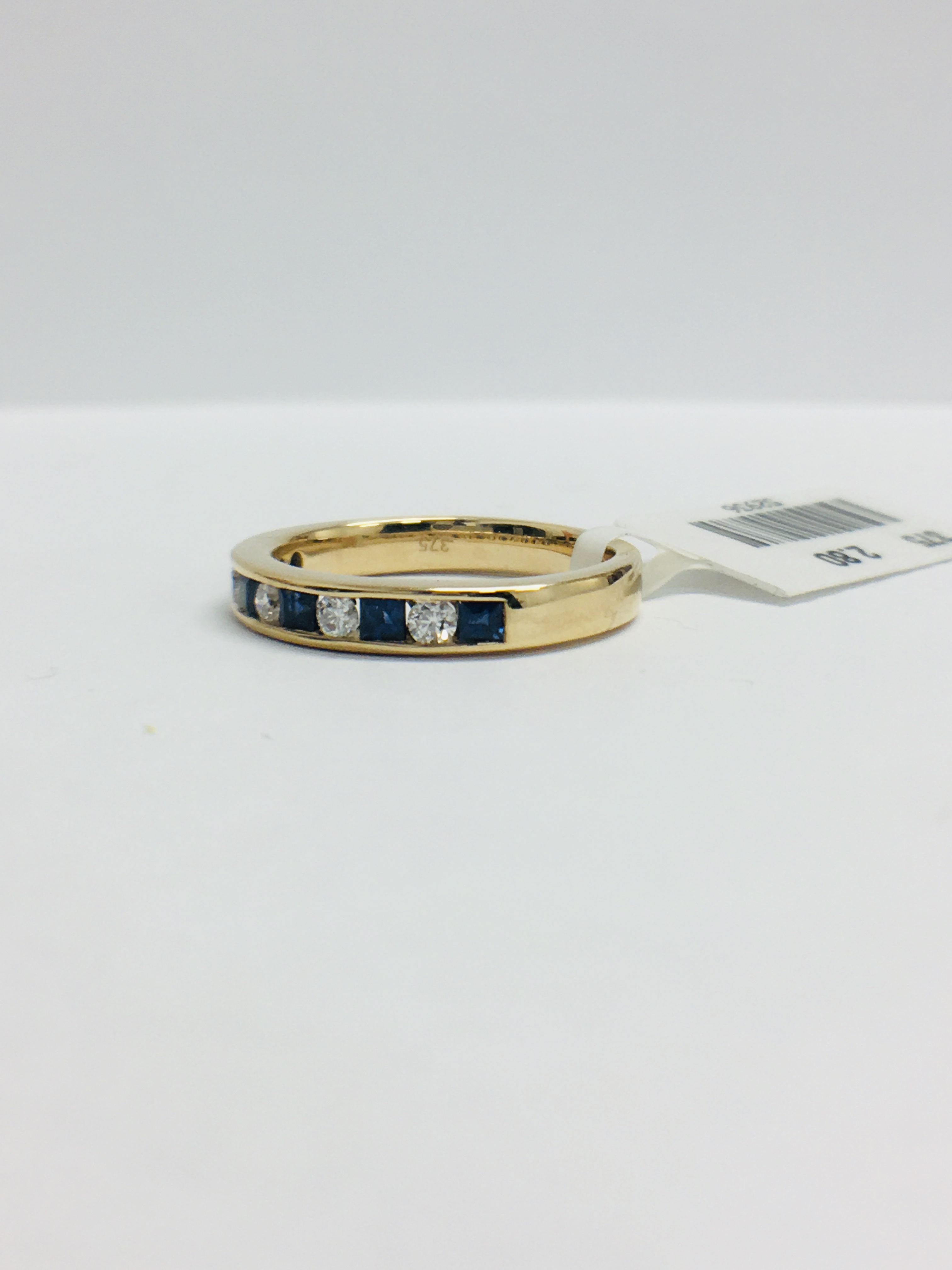 9Ct Yellow Gold Sapphire Diamond Channel Set Eternity Ring, - Image 2 of 9