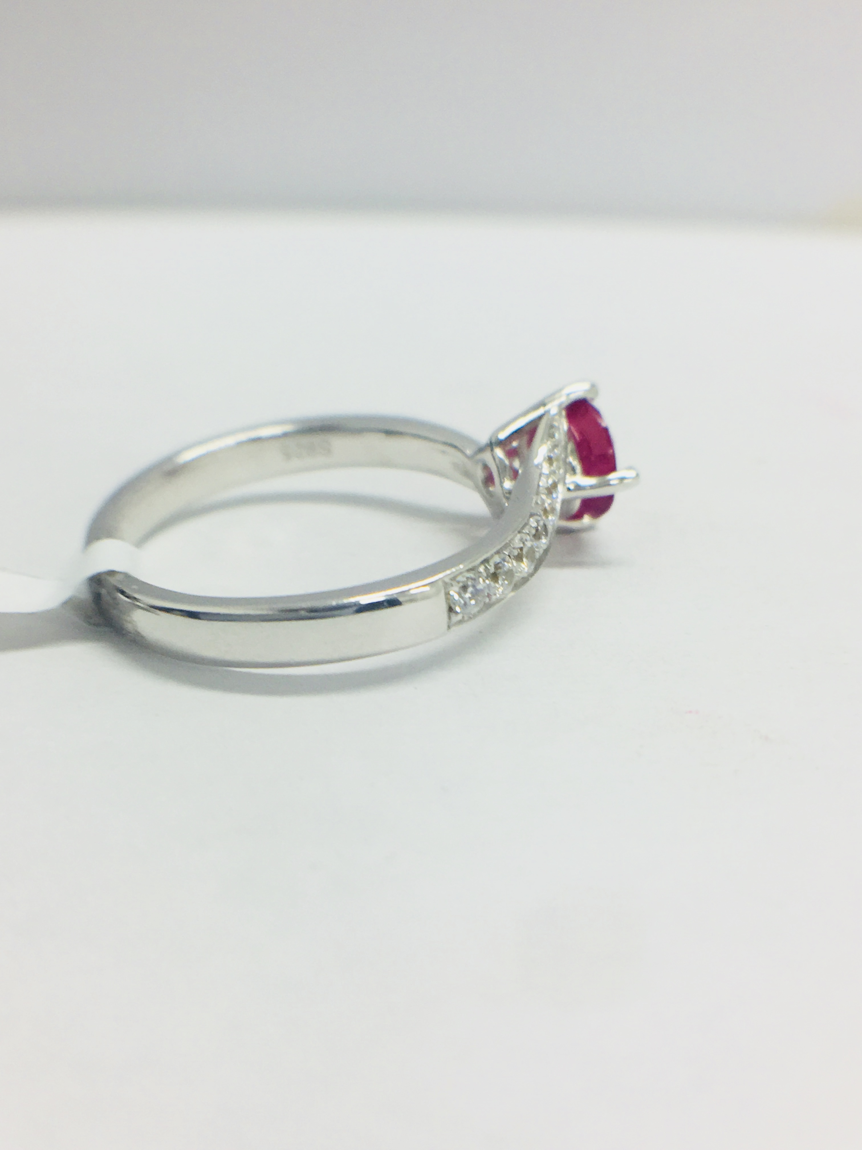 Platinum Ruby Diamond Solitaire Style Ring, - Image 7 of 11