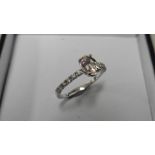 0.80Ct / 0.12Ct Morganite And Diamond Dress Ring.