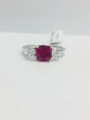 Platinum Ruby Diamond Trilogy Ring,