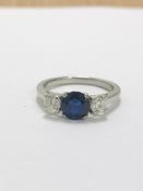 Sapphire Diamond Triloy Ring 0.70Ct Sapphire ,