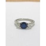 Sapphire Diamond Triloy Ring 0.70Ct Sapphire ,