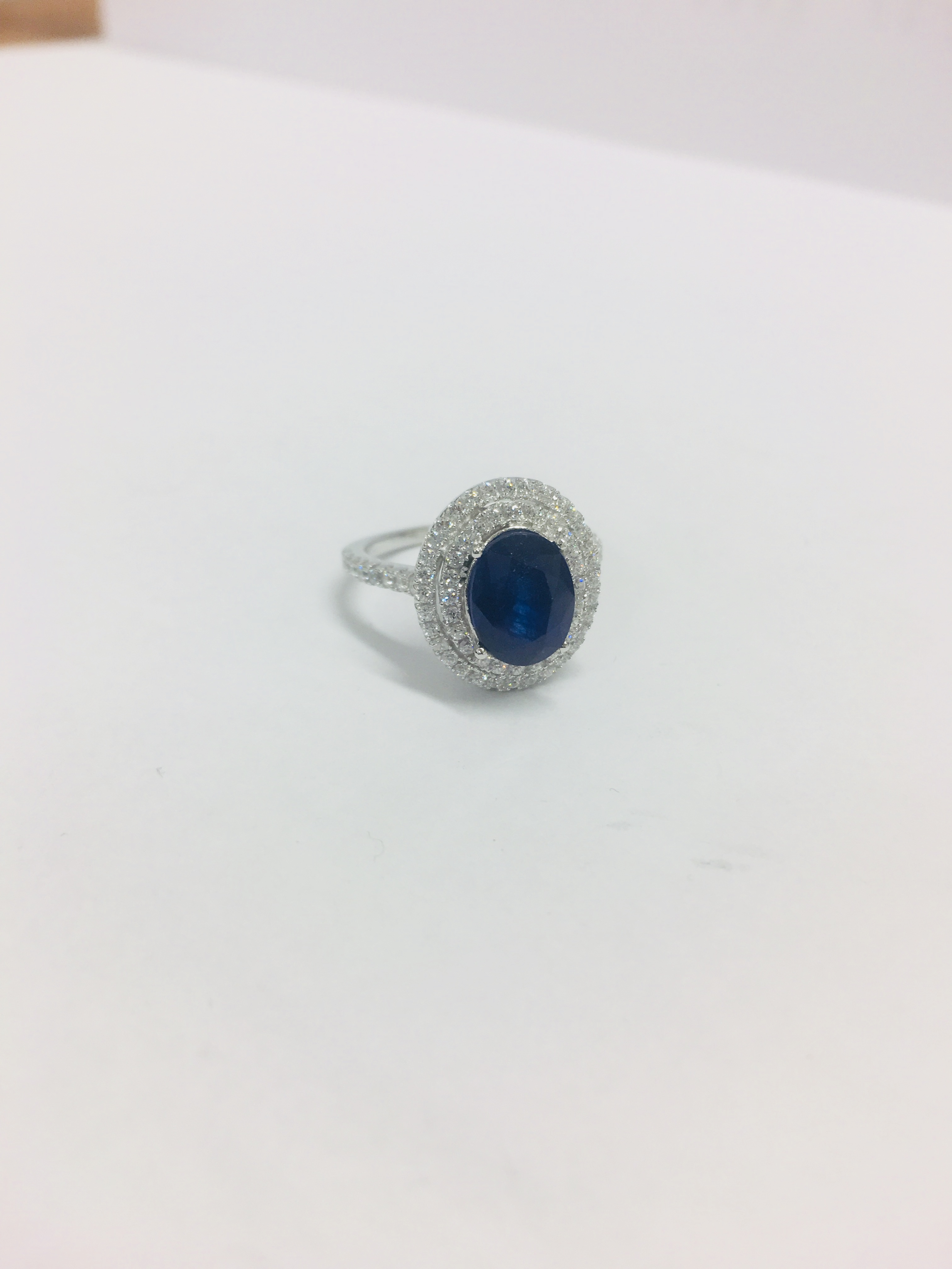 Sapphire Diamond Cluster Ring, - Image 14 of 17