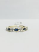 9Ct Yellow Gold Sapphire Diamond Band Ring,