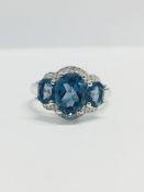 9ct yellow gold Blue Topaz and diamond ring