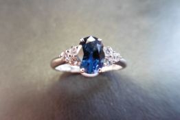 18Ct White Gold Sapphire And Diamond Navette Cluster Ring,