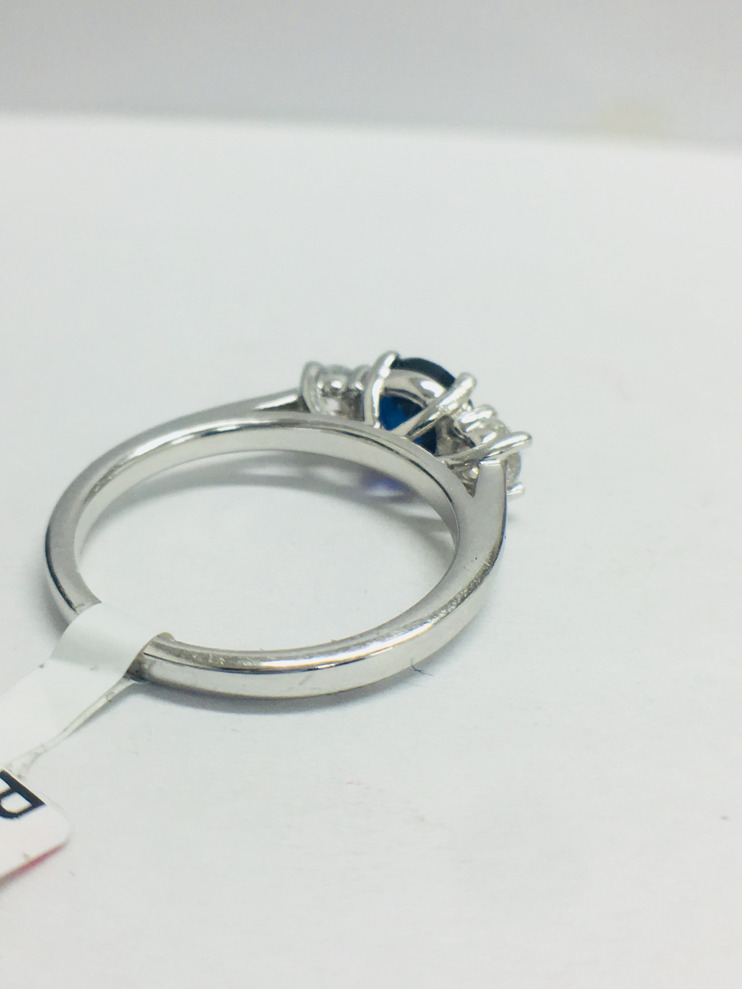Platinum Diamond & Sapphire Trilogy Ring, - Image 6 of 12