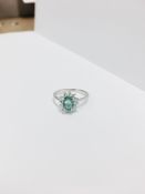 Platinum Emerald Diamond Cluster Ring,