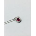 18Ct White Gold Ruby Diamond Pendant,