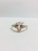 9ct yellow gold morganite and diamond ring