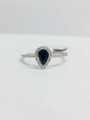 9Ct White Gold Sapphire Diamond Dress Ring,