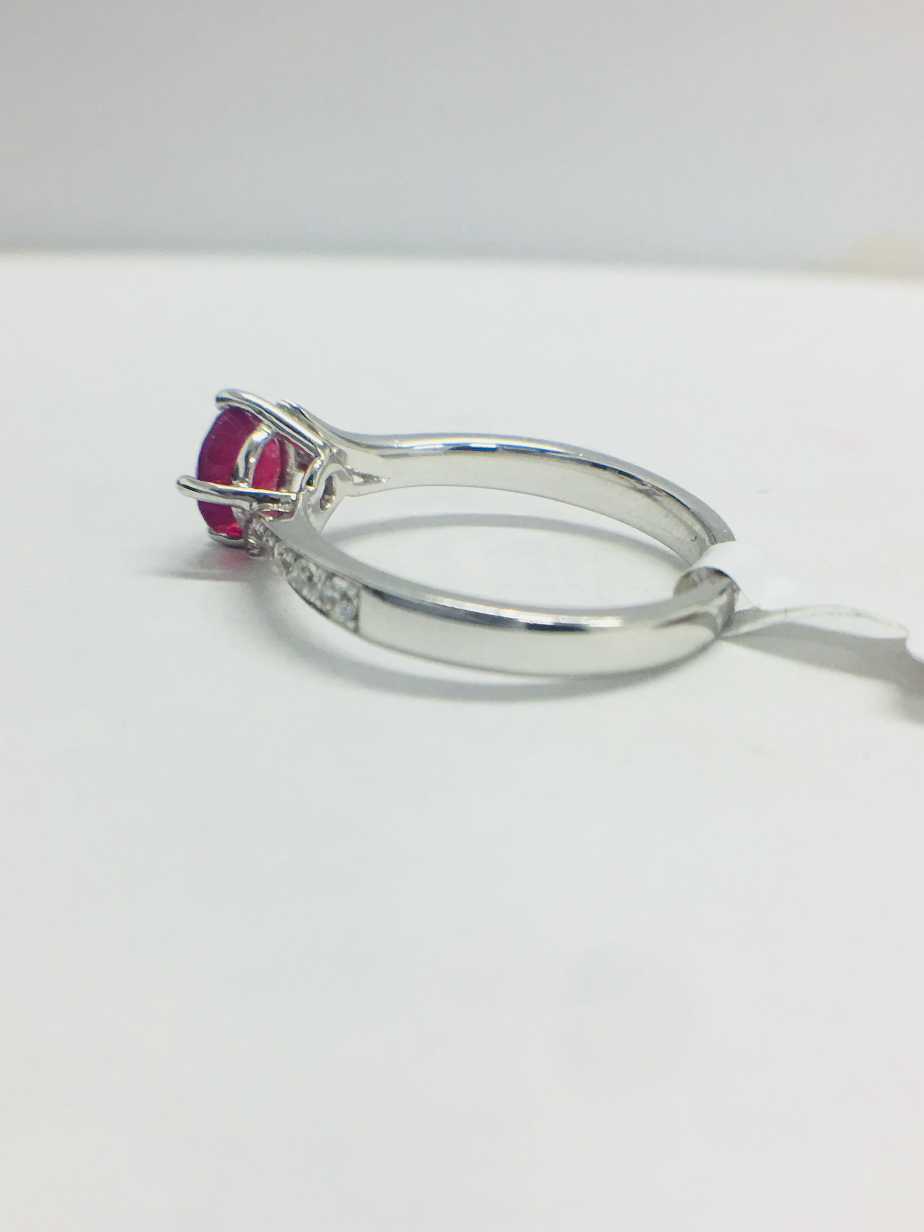 Platinum Ruby Diamond Solitaire Style Ring, - Image 4 of 11