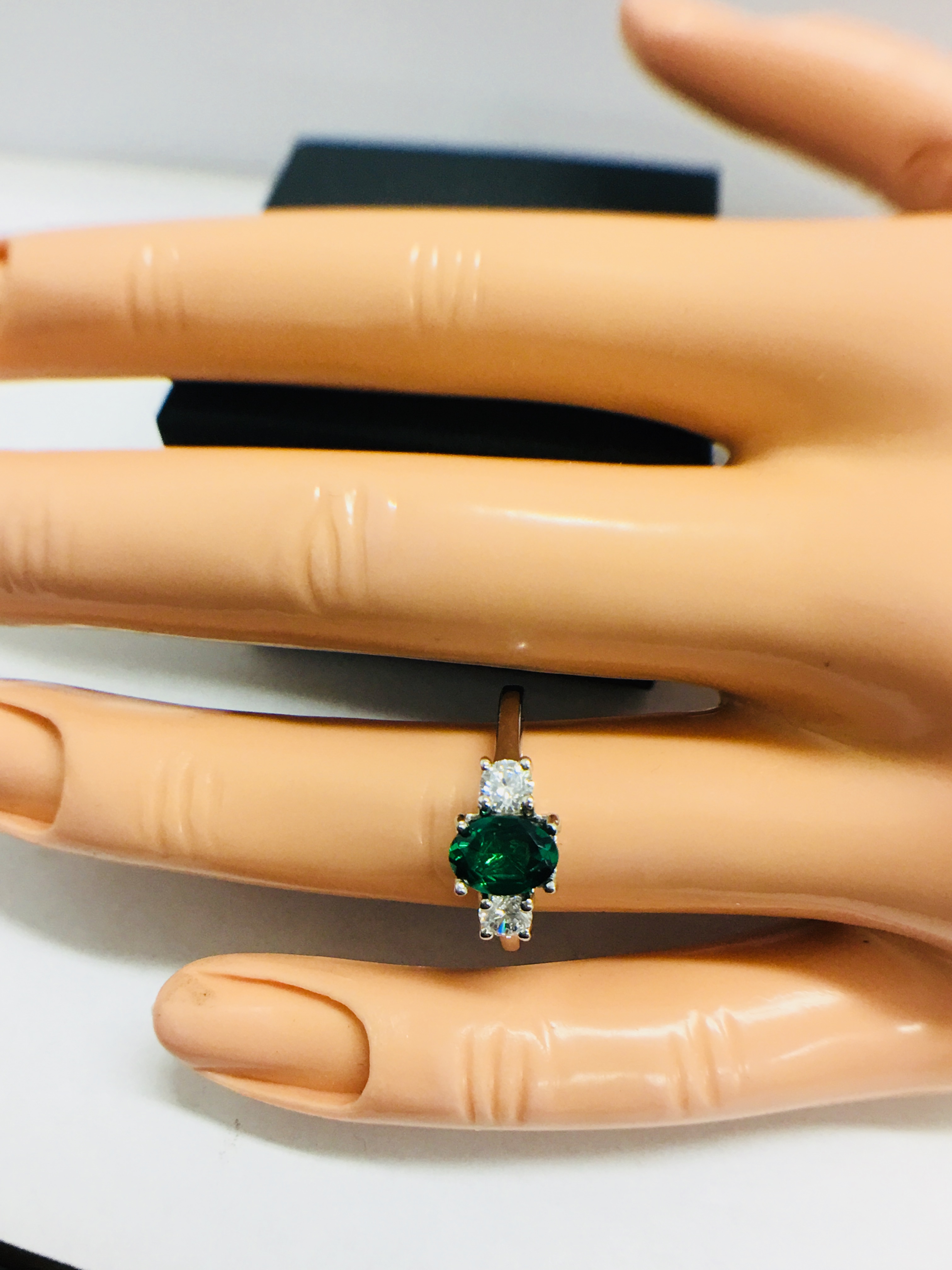 Platinum Emerald & Diamond Trilogy Ring, - Image 10 of 10