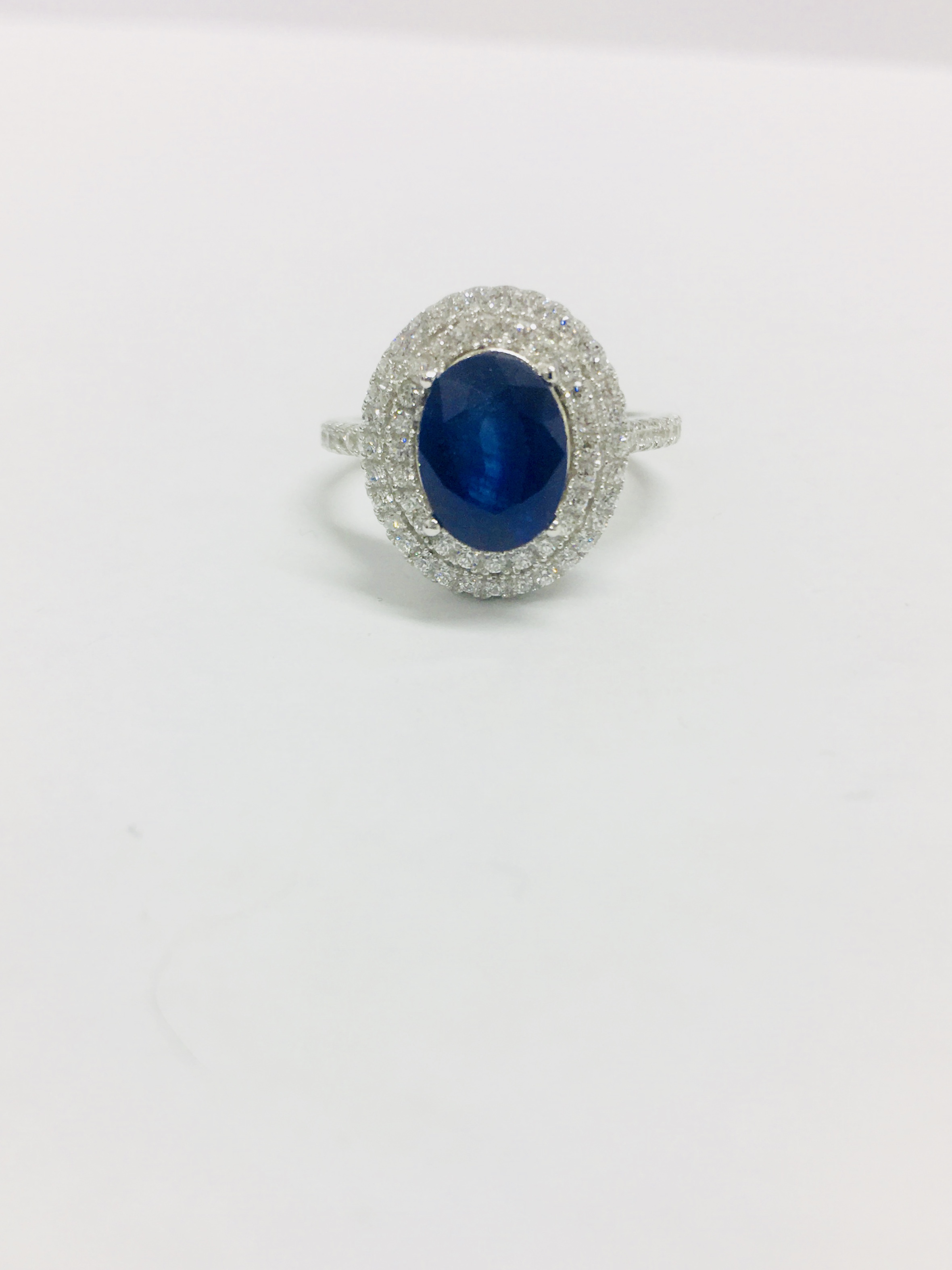 Sapphire Diamond Cluster Ring,