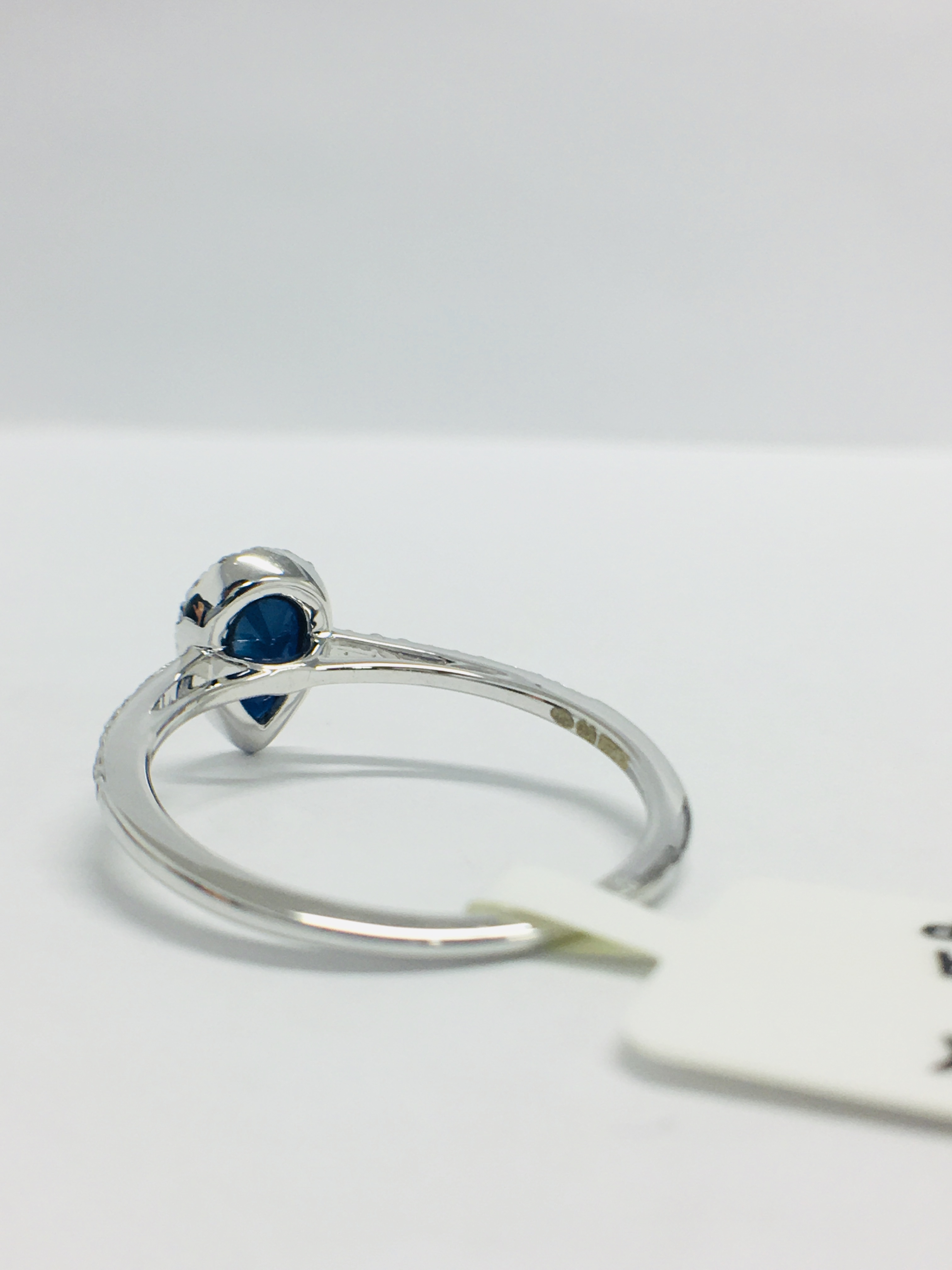 9Ct White Pearshape Sapphire Diamond Ring, - Image 5 of 10