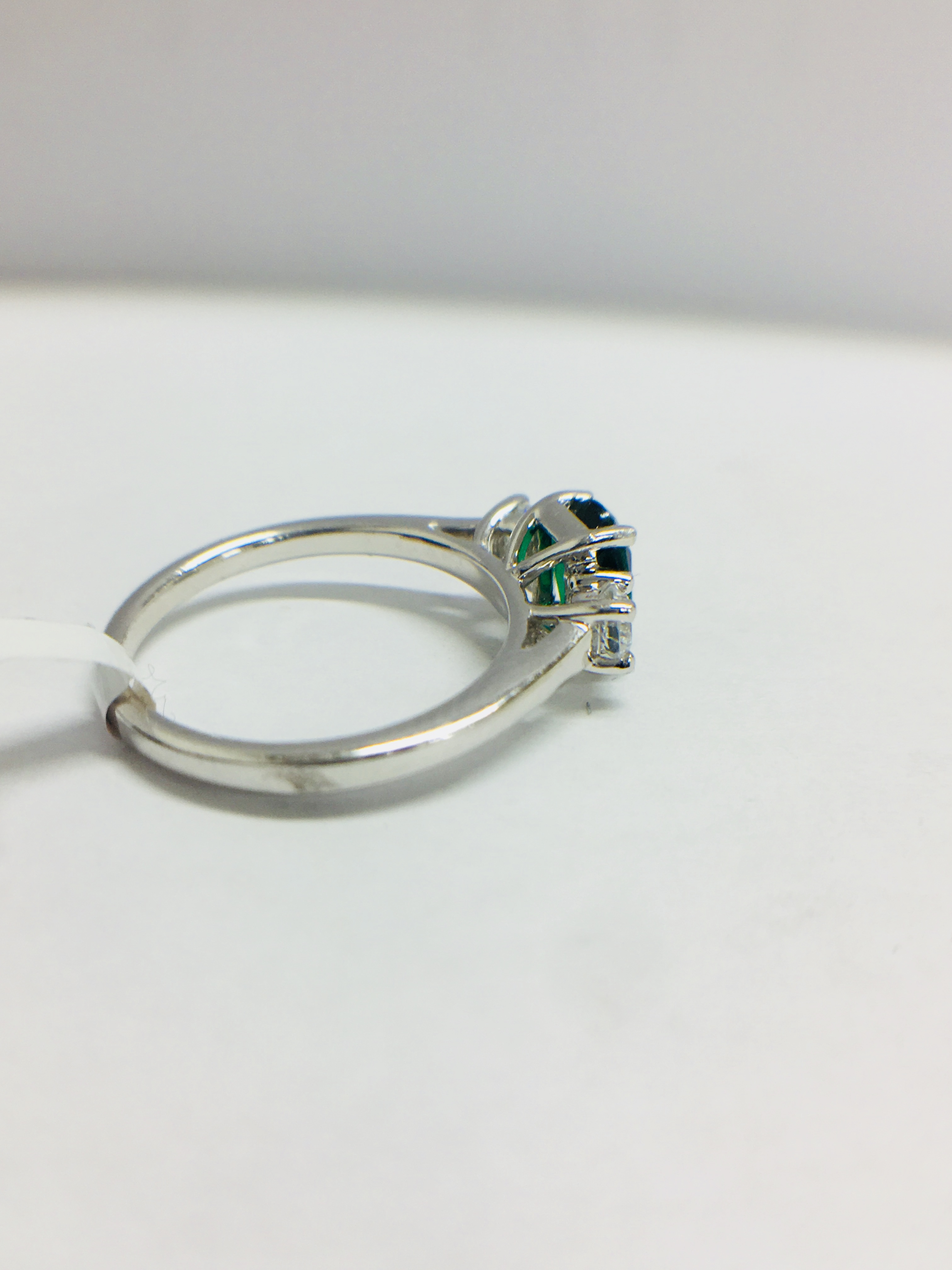 Platinum Emerald & Diamond Trilogy Ring, - Image 6 of 10