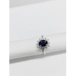 Platinum Sapphire Diamond Cluster Ring,