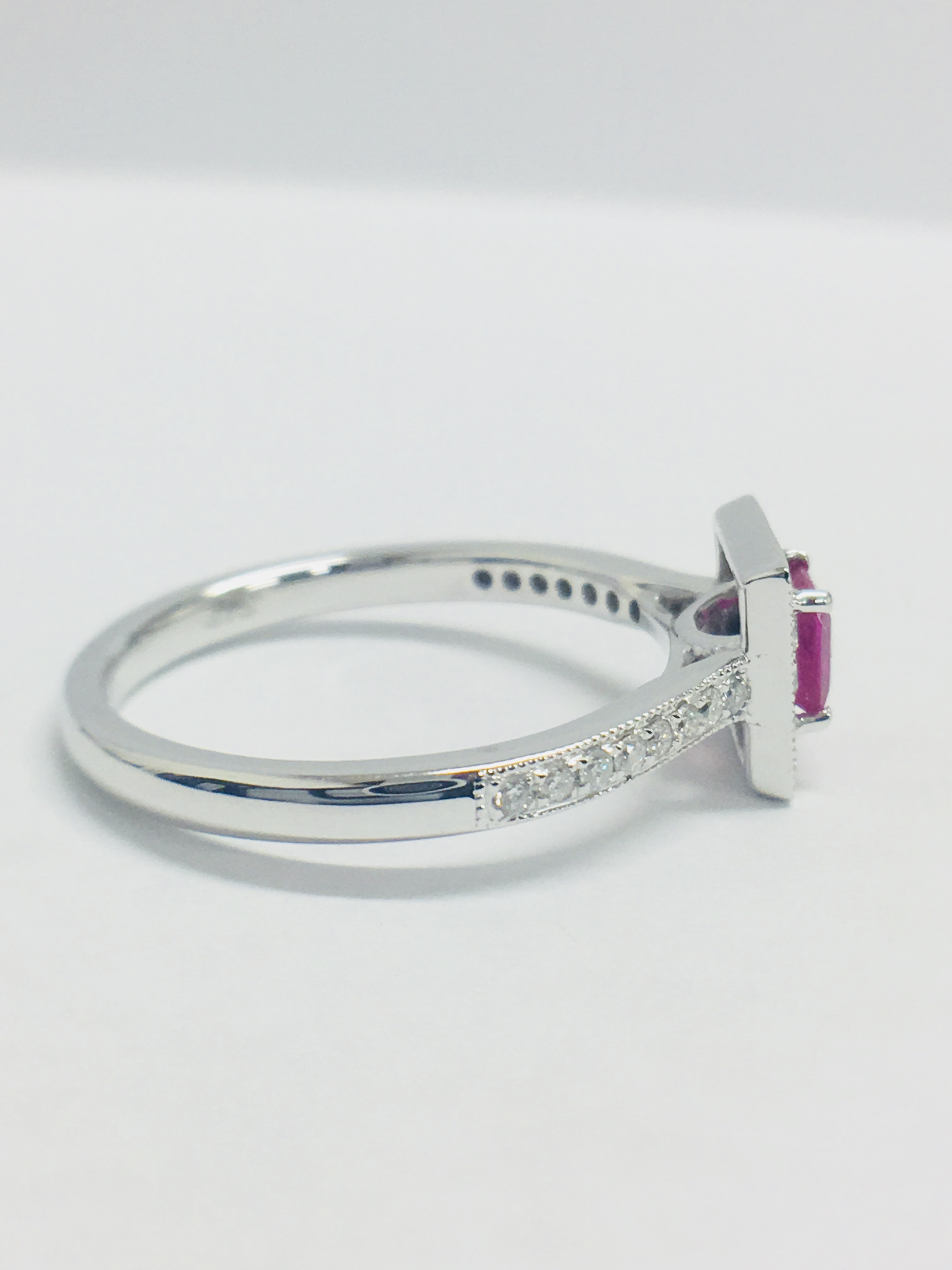 9Ct White Gold Ruby Diamond Cluster Ring, - Image 6 of 8
