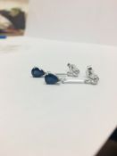 9Ct White Gold Sapphire Diamond Drop Earrings,