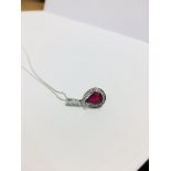 18Ct White Gold Ruby And Diamond Pendant,