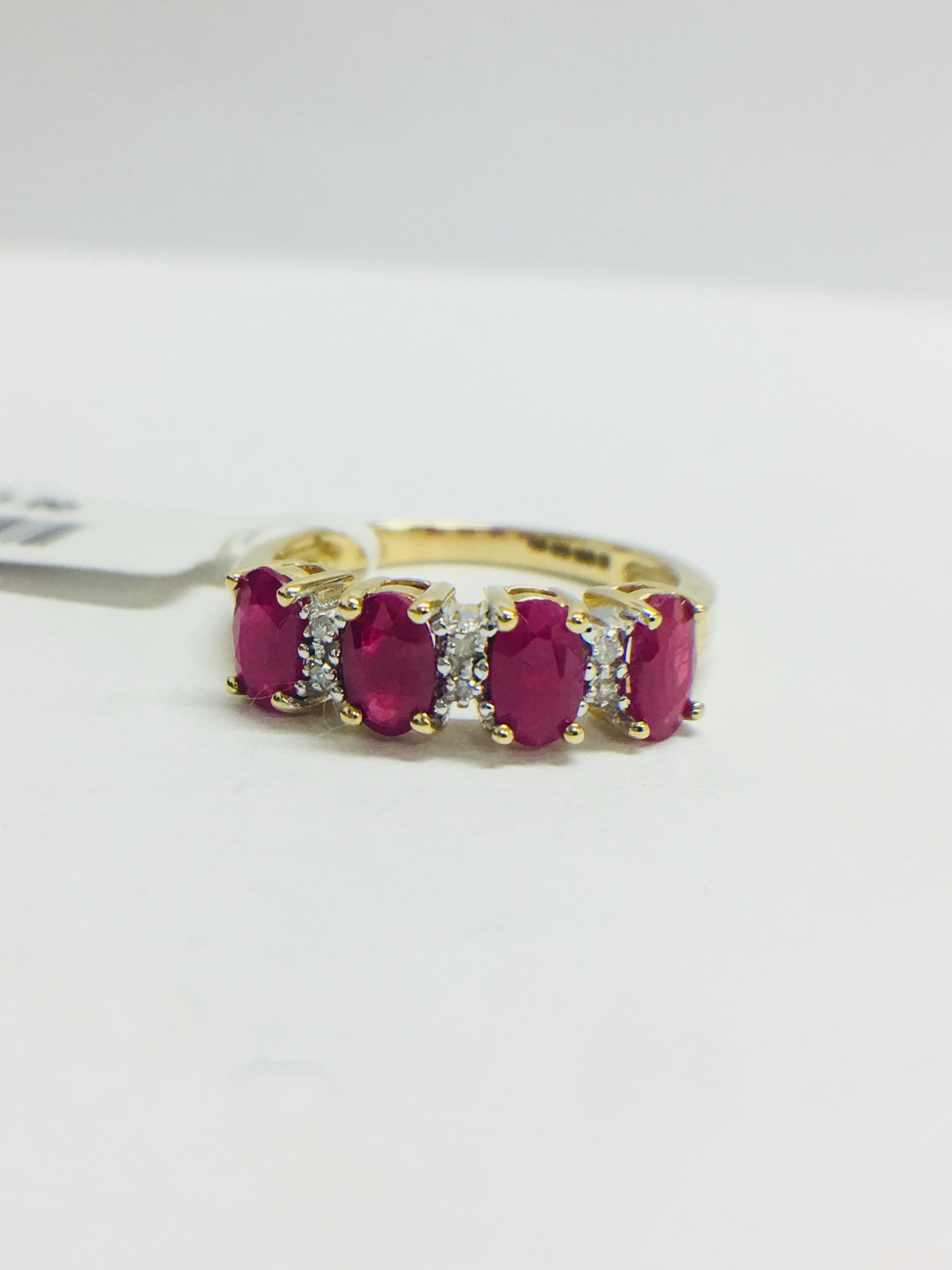9Ct Yellow Ruby Diamond Band Ring, - Image 9 of 10