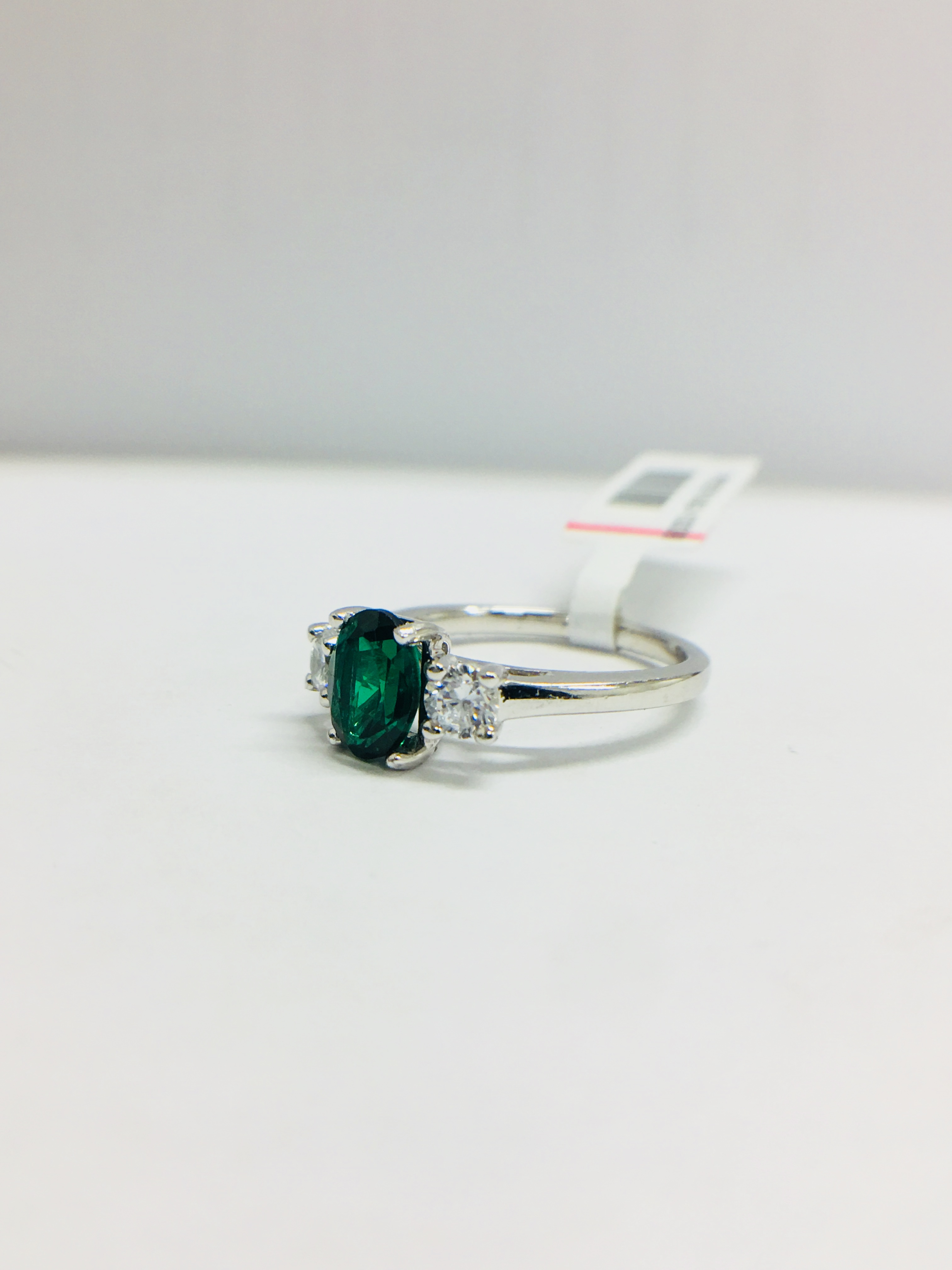 Platinum Emerald & Diamond Trilogy Ring, - Image 2 of 10