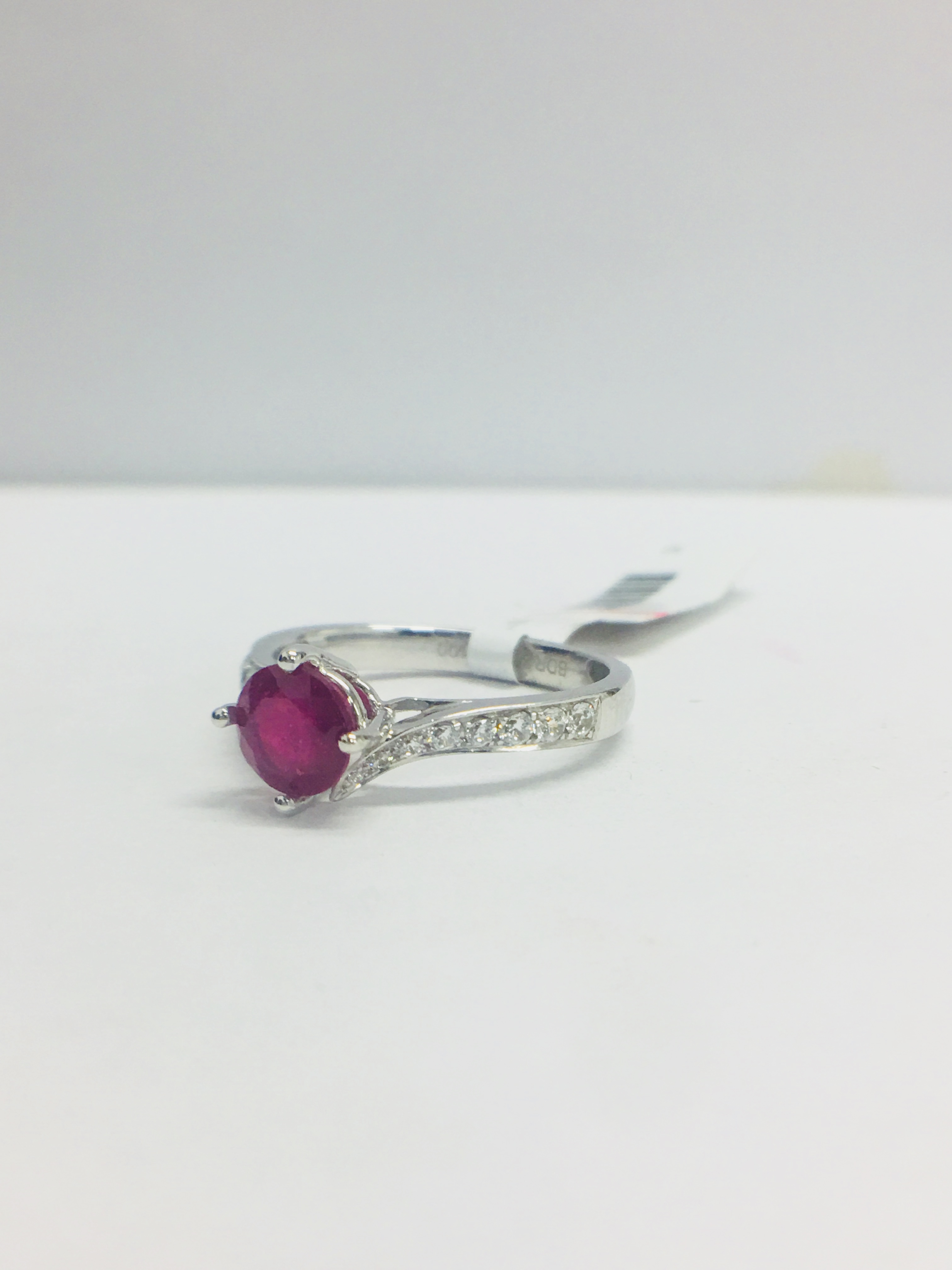 Platinum Ruby Diamond Solitaire Style Ring, - Image 2 of 11