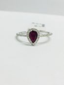 9Ct White Gold Ruby Diamond Dress Ring,