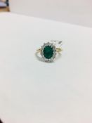 Emerald Diamond Cluster Ring,