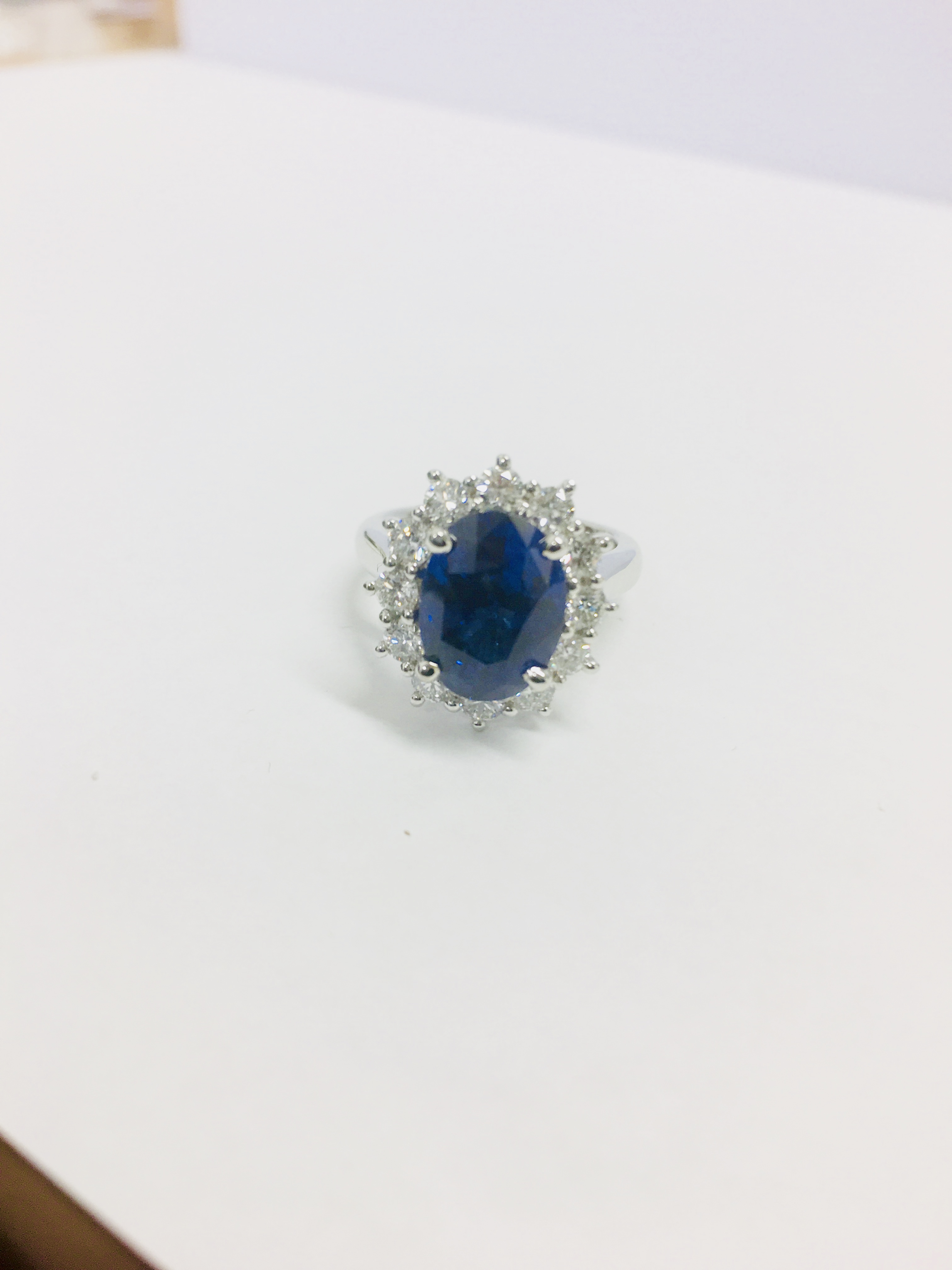 18Ct White Gold Sapphire And Diamond Cluster Ring, - Image 4 of 4