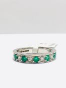 9ct white gold emerald diamond band ring