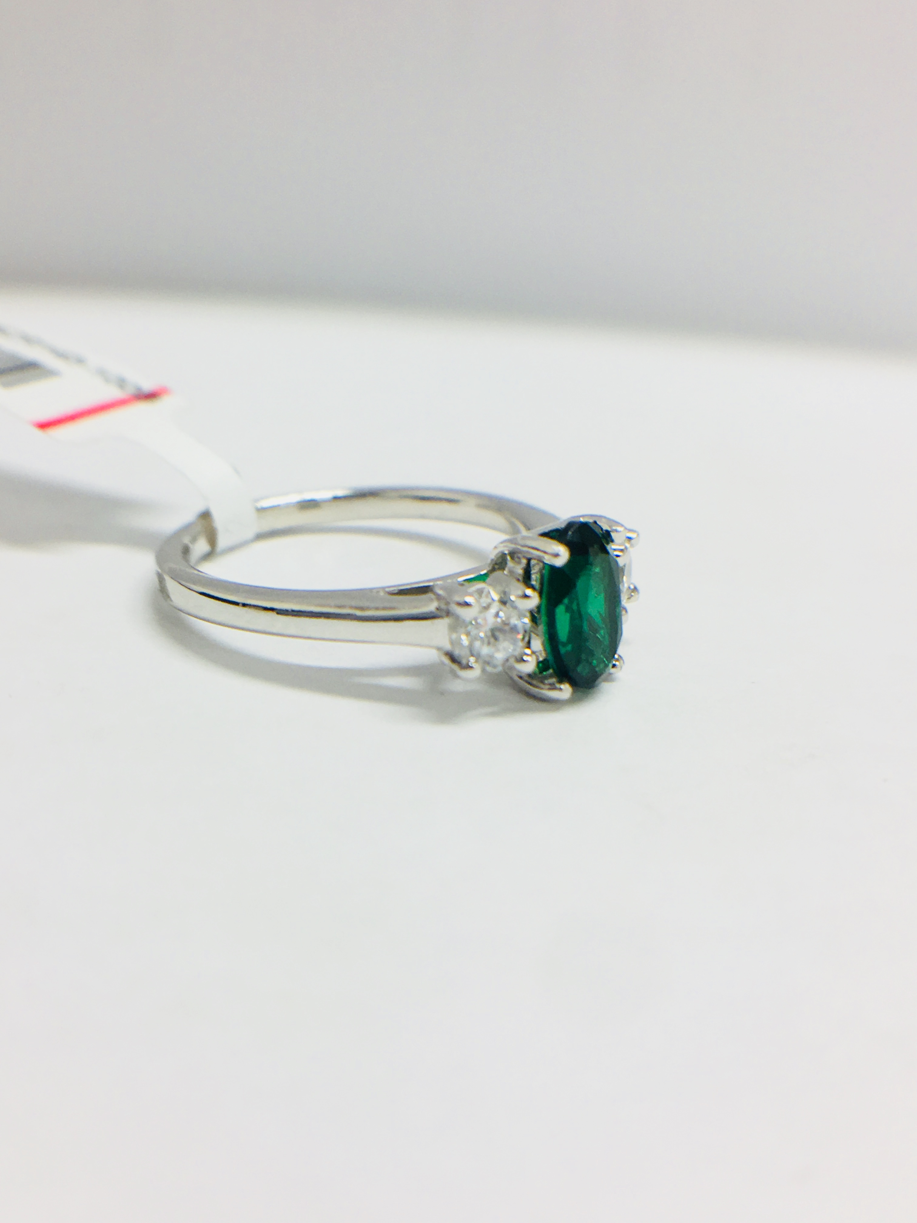 Platinum Emerald & Diamond Trilogy Ring, - Image 8 of 10