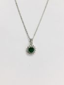 18Ct Emerald Diamond Pendant & 18Ct White Gold Necklace ,