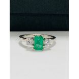 Platinum Emerald Diamond Trilogy Ring,