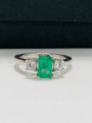 Platinum Emerald Diamond Trilogy Ring,