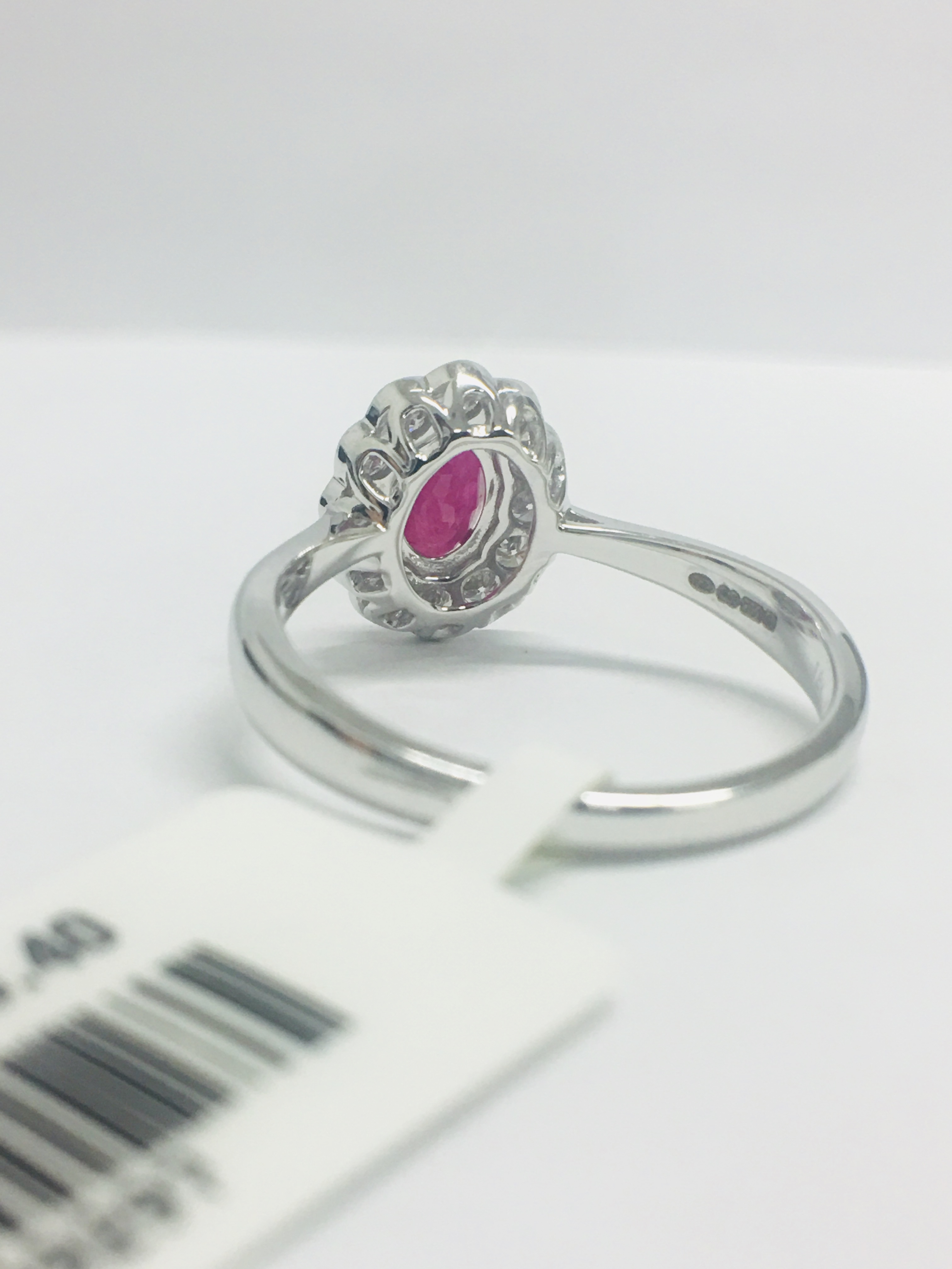 18Ct White Gold Ruby Diamond Cluster Ring, - Image 5 of 10