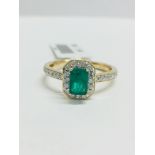 9Ct Emerald Diamond Cluster Style Ring,