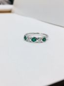 18Ct White Gold Emerald Diamond 5 Stone Ring,