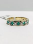 9ct yellow gold emerald diamond band ring