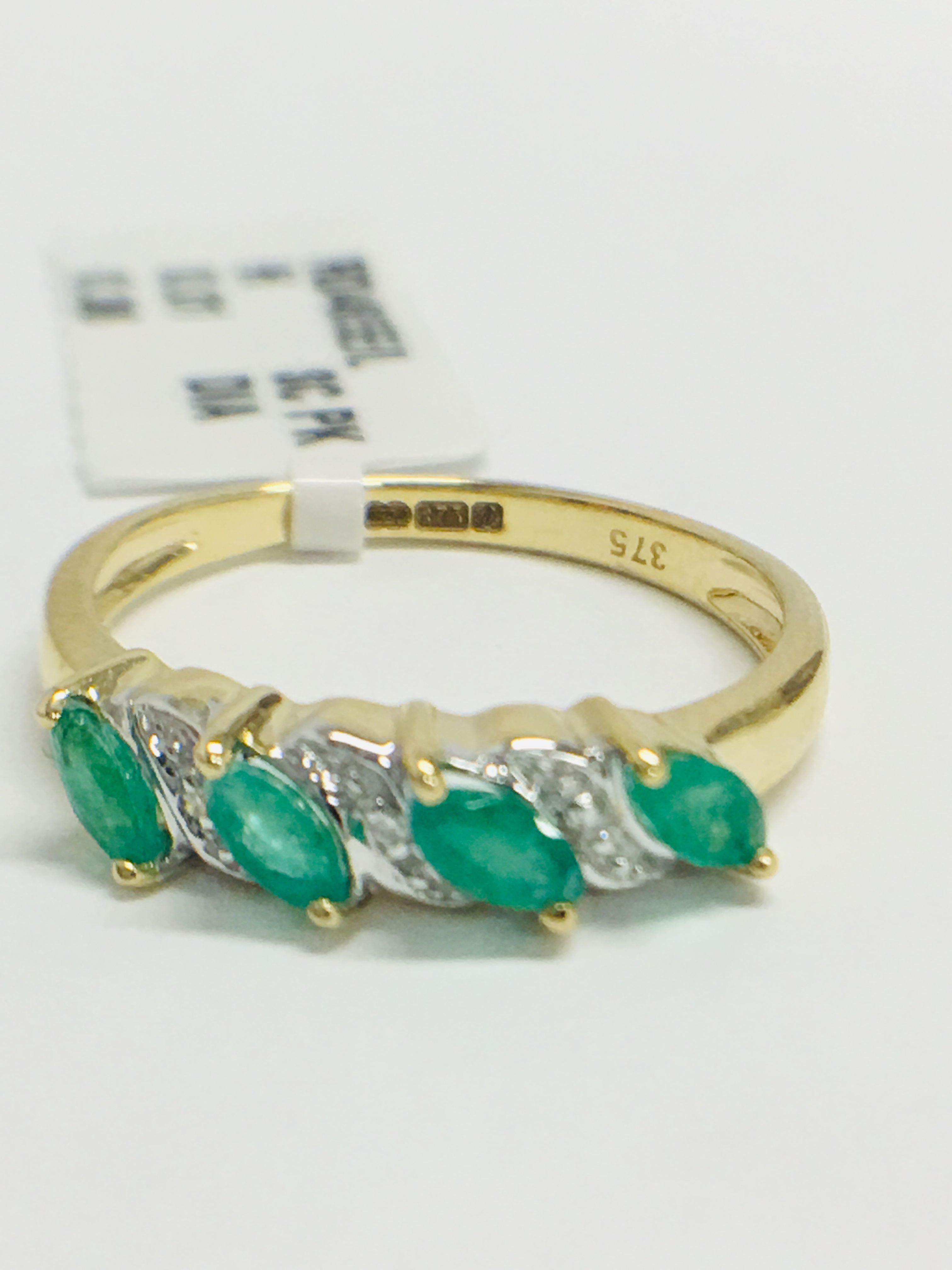 9ct yellow gold emerald and diamond ring - Image 2 of 11