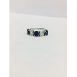 18Ct White Gold 2.50Ct Sapphire Diamond 5 Stone Ring,