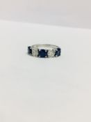 18Ct White Gold 2.50Ct Sapphire Diamond 5 Stone Ring,