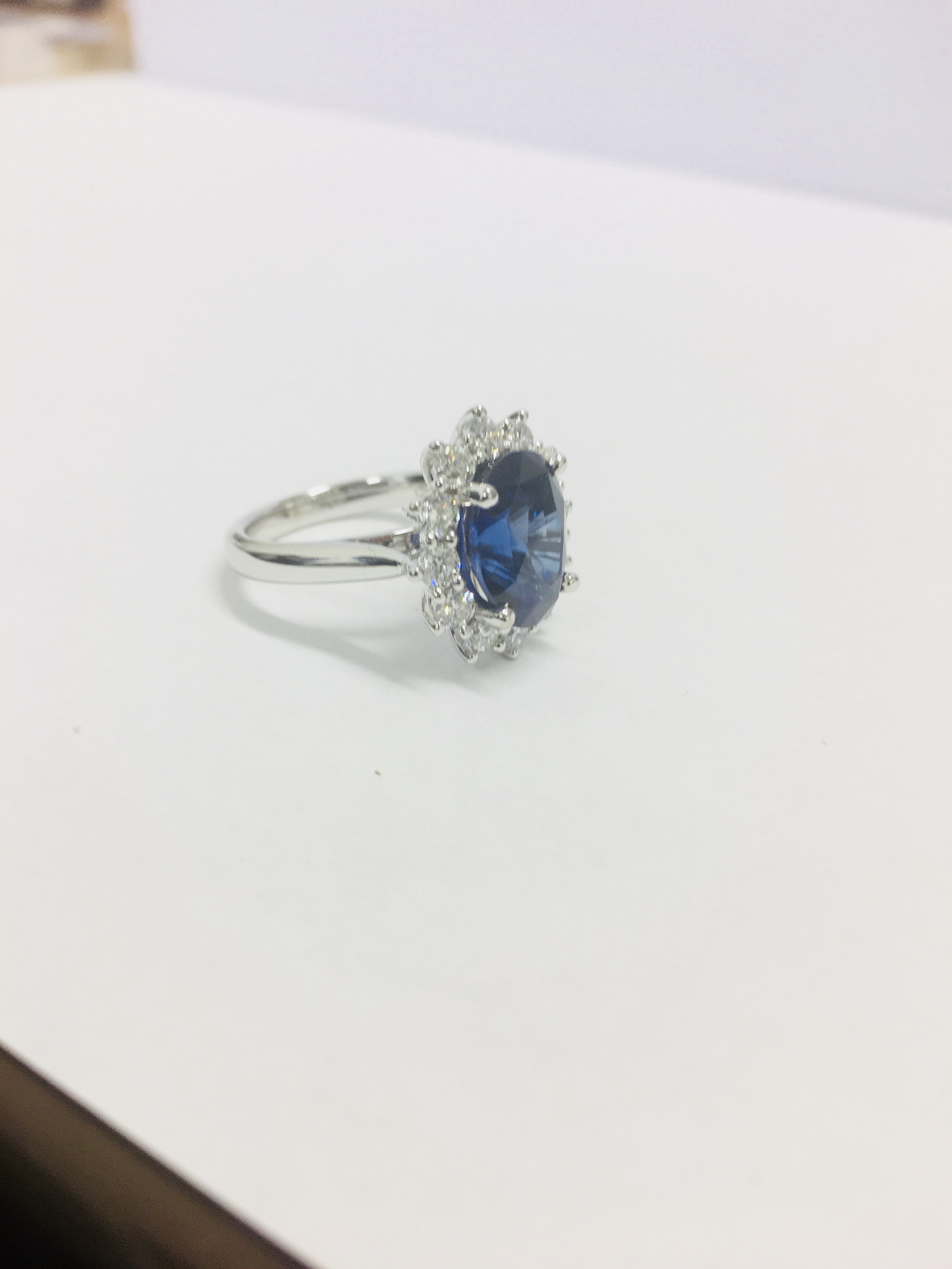 18Ct White Gold Sapphire And Diamond Cluster Ring, - Image 3 of 4