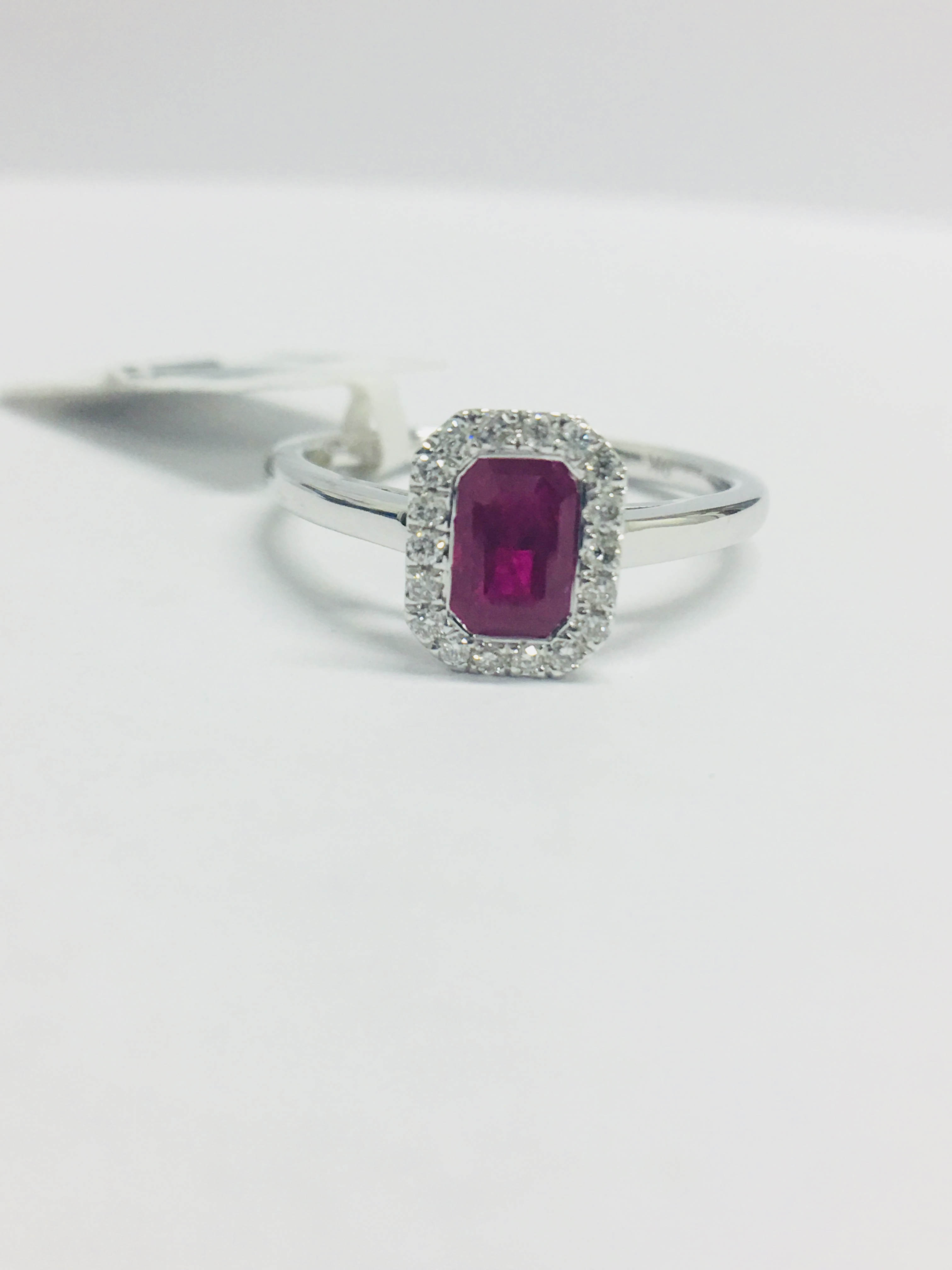 9Ct White Gold Ruby Diamond Cluster Ring, - Image 7 of 7