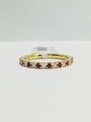 9Ct Yellow Gold Ruby Diamond Eternity Ring,