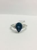 9ct yellow gold Blue Topaz and diamond ring